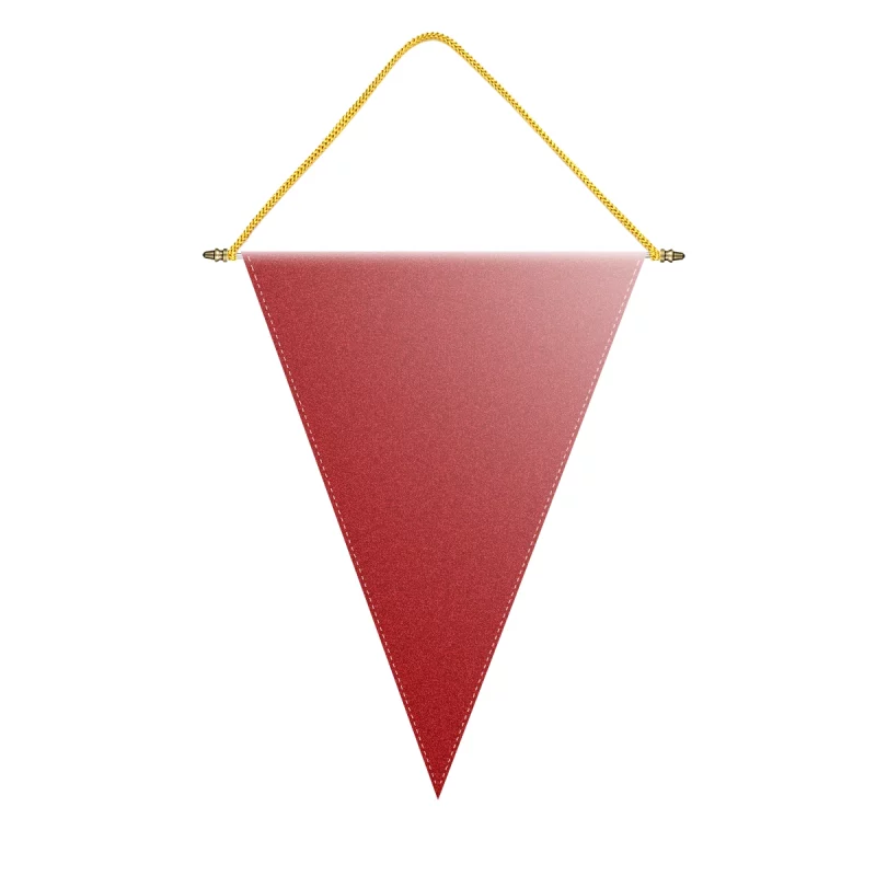 Gagliardetto triangolare personalizzato, modello 19, senza frangia. Foto del retro.