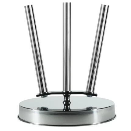 Base per asta stendardo in acciaio inox cromato a 3 sedi. Articolo 210.