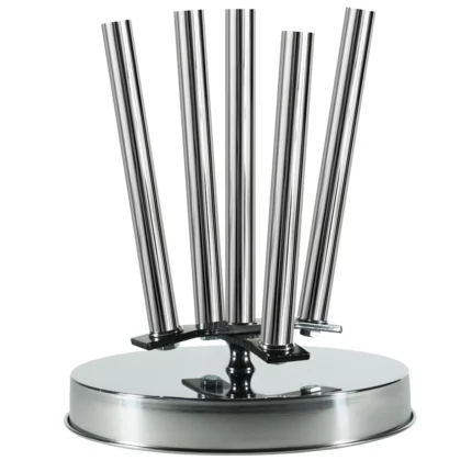 Base per asta stendardo in acciaio inox cromato a 5 sedi. Articolo 212.