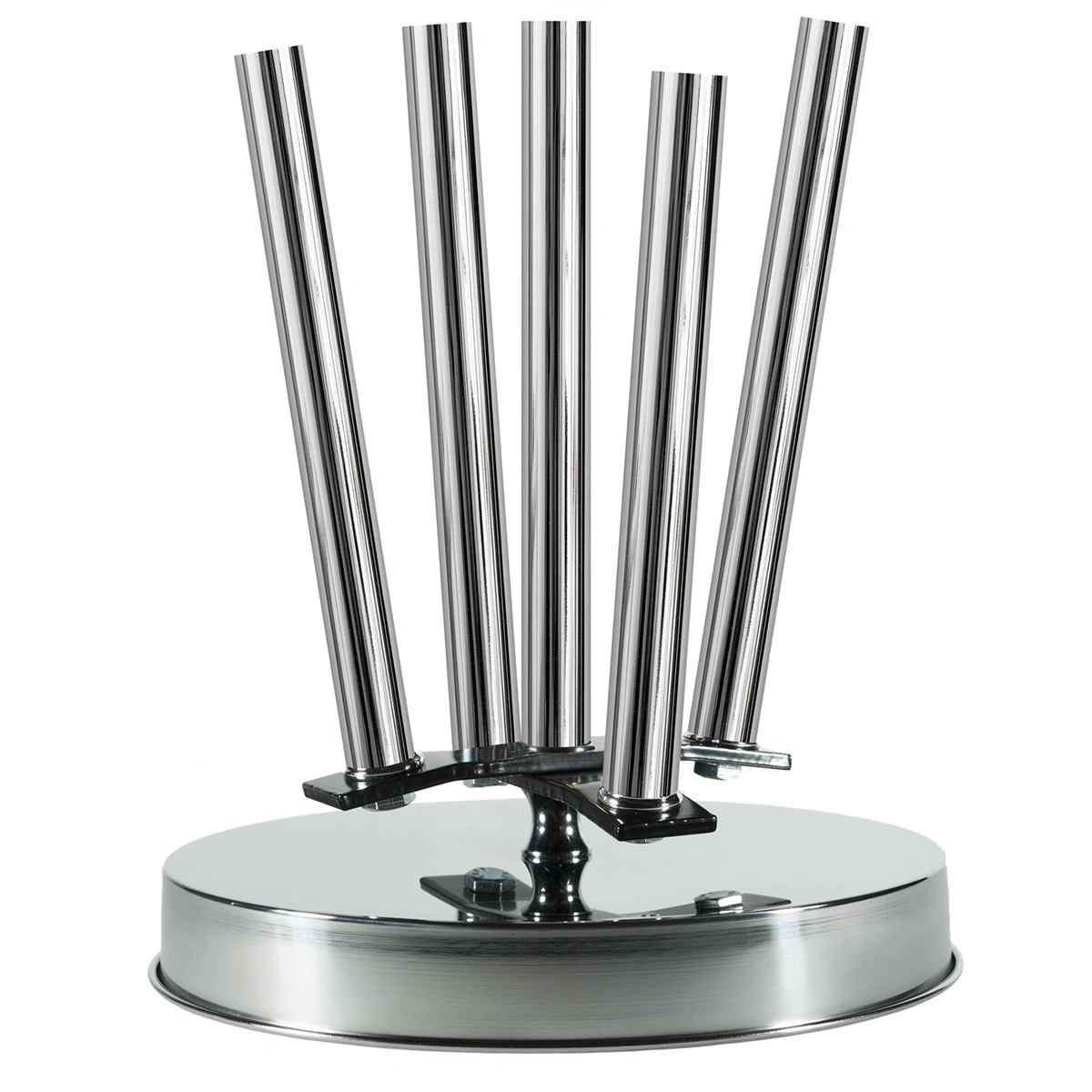 base-stendardo-acciaio-inox-cromato-5-sedi-212 Base per asta stendardo in acciaio inox cromato a 5 sedi. Articolo 212.