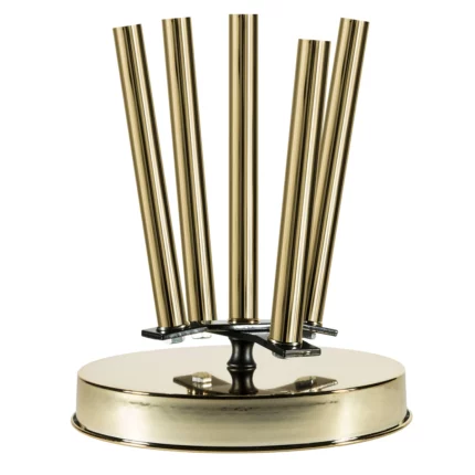 Base per asta stendardo in acciaio inox dorato a 5 sedi. Articolo 212-LUX.