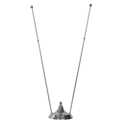 Basetta per gagliardetti. Foto accessorio in ottone cromato a 2 astine. Codice 130-2.