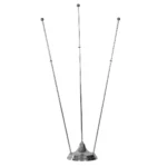 Basetta per gagliardetti. Foto accessorio in ottone cromato a 3 astine. Codice 130-3.