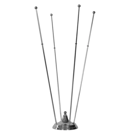 Basetta per gagliardetti. Foto accessorio in ottone cromato a 4 astine. Codice 130-4.