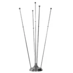 Basetta per gagliardetti. Foto accessorio in ottone cromato a 5 astine. Codice 130-5.