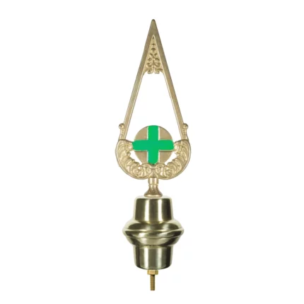 Puntale in ottone dorato per Stendardi e Gonfaloni con emblema a Croce verde. Articolo 186-CV.