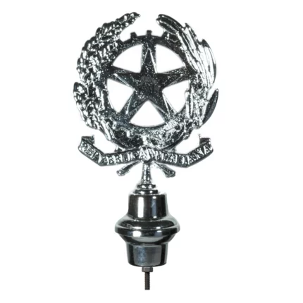 Puntale in ottone cromato per Stendardi e Gonfaloni con emblema della Repubblica Italiana. Articolo 170-C.