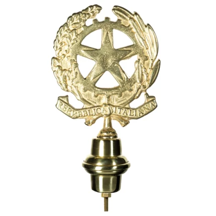 Puntale in ottone dorato per Stendardi e Gonfaloni con emblema della Repubblica Italiana. Articolo 170.