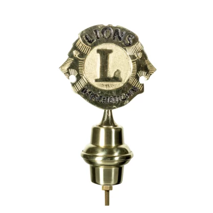 Puntale in ottone dorato per Stendardi e Gonfaloni con emblema dei Lions. Articolo 186-LIO.