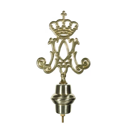 Puntale in ottone dorato per Stendardi e Gonfaloni con emblema Mariano. Articolo 186-EM.