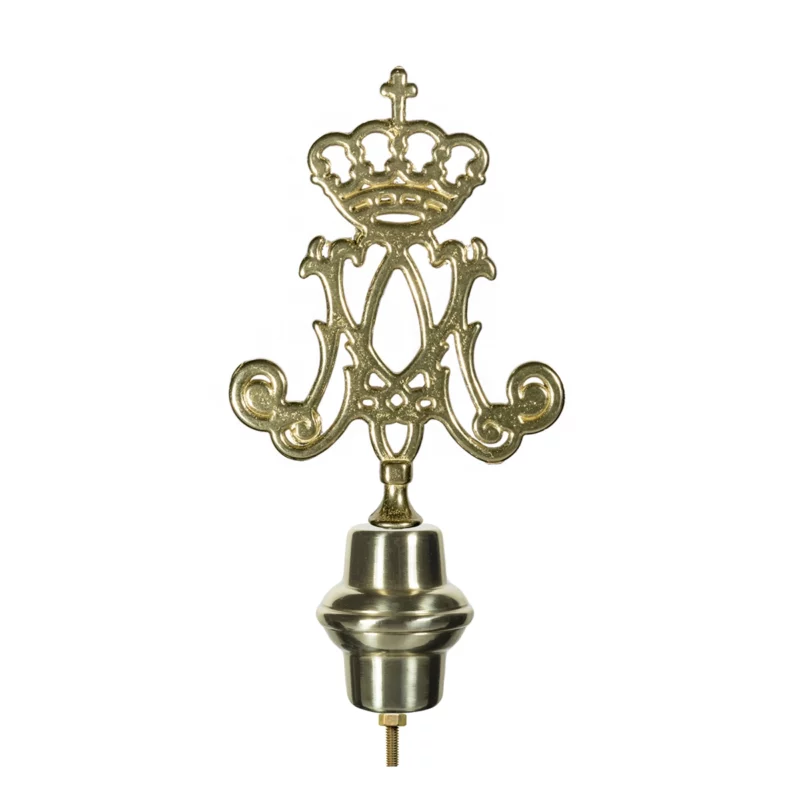 Puntale in ottone dorato per Stendardi e Gonfaloni con emblema Mariano. Articolo 186-EM.