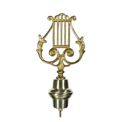 Puntale in ottone dorato per Stendardi e Gonfaloni con emblema musicale. Articolo 186.