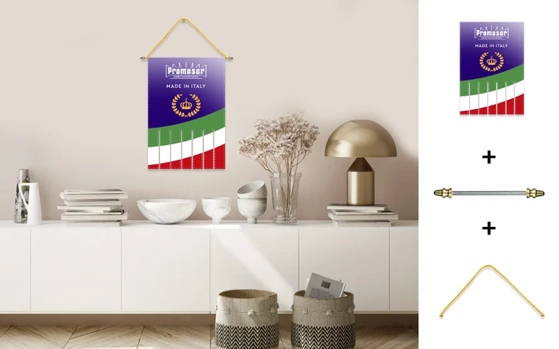 Gagliardetto speciale personalizzato, modello 37. Fotomontaggio su parete.