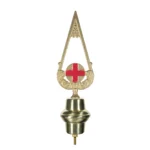 Puntale in ottone dorato per Stendardi e Gonfaloni con emblema a Croce rossa. Articolo 186-CR.