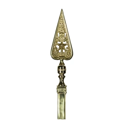 Puntale in ottone dorato per Stendardi e Gonfaloni con emblema dello Statuto Militare. Articolo L-STATUTO.