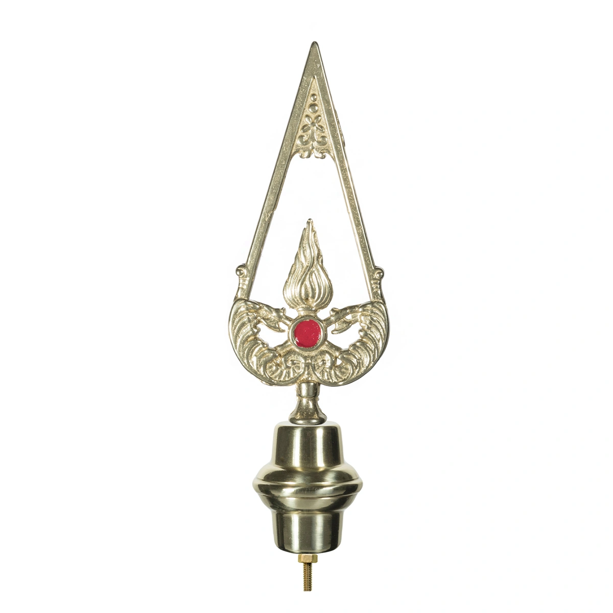lancia-vigili-del-fuoco-dorata-186VF Puntale in ottone dorato per Stendardi e Gonfaloni con emblema dei Vigili del Fuoco. Articolo 186-VF.