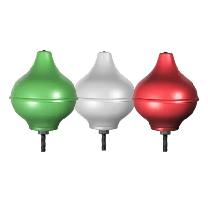 Set di tre pomoli per traversa Stendardi e Gonfaloni, verniciati con i colori della bandiera italiana. Articolo 155-ITALY.