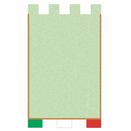 Stendardi personalizzati. Foto del retro di esempio, di uno stendardo, detto anche gonfalone, merlato tricolore. Modello G.