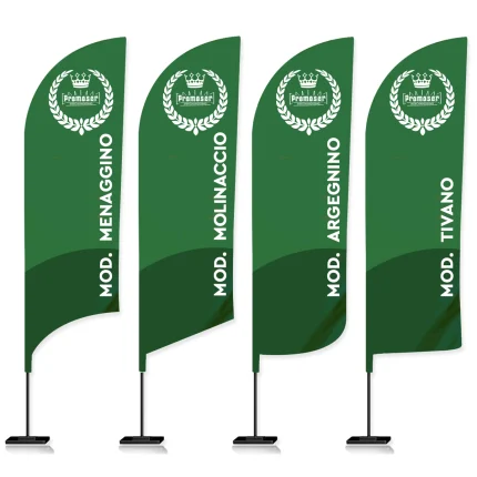 Bandiere a vela personalizzate. Bandiere con stampa personalizzate disponibili in diversi modelli.