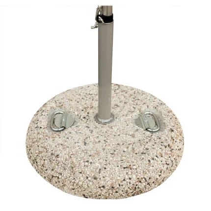 Base in graniglia da 30 Kg, con 1 sede per asta e doppie maniglie.