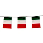 Filari bandierine rettangolari Italia. Festoni da 10 metri, con bandierine italiane 20x30 cm. Materiale in polietilene.